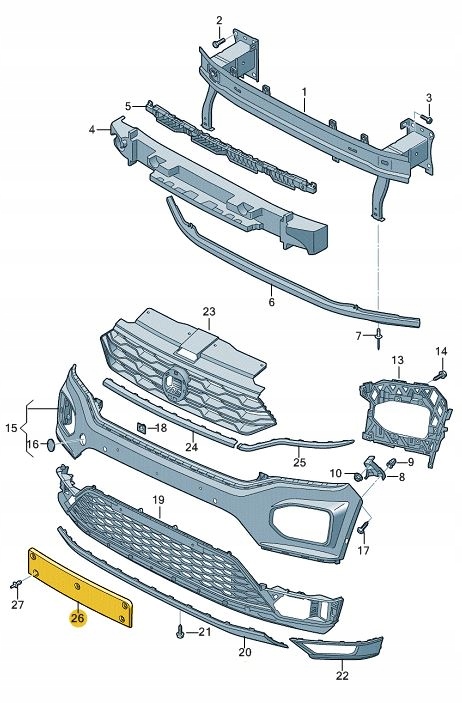 фото №2, Рамка номерного знака регистрационный vw t-roc aso