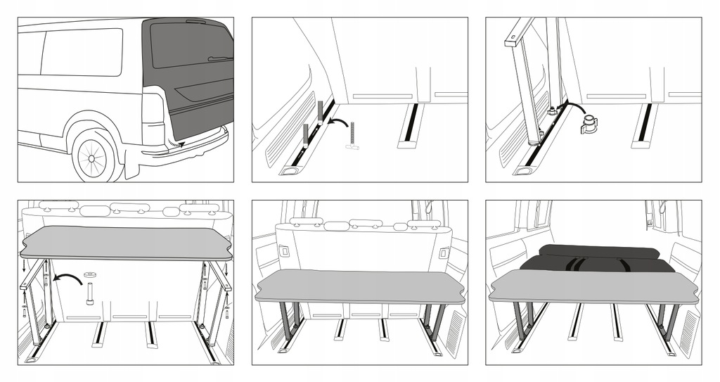 фото №16, Ліжко кемпінгове do багажника полиця do спання do vw t6.1 multivan 2019-2024