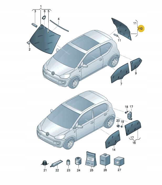 фото №1, 1s0845051at скло задня vw up nowa оригінальний номер
