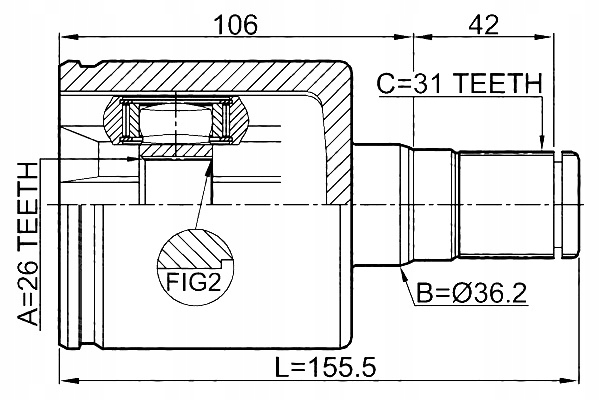 Шрус  полуось внутренний левое  volvo s80 2007- febest Доставка