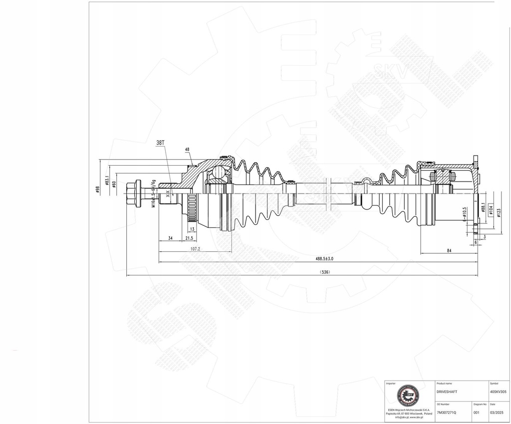 фото №1, Wał приводной ford galaxy i 2.8 v6 04.00-05.06 rmym213b437bb