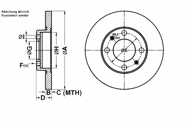 фото №1, Ate гальмівні диски гальмівні 2szt peugeot задня 106 206 306