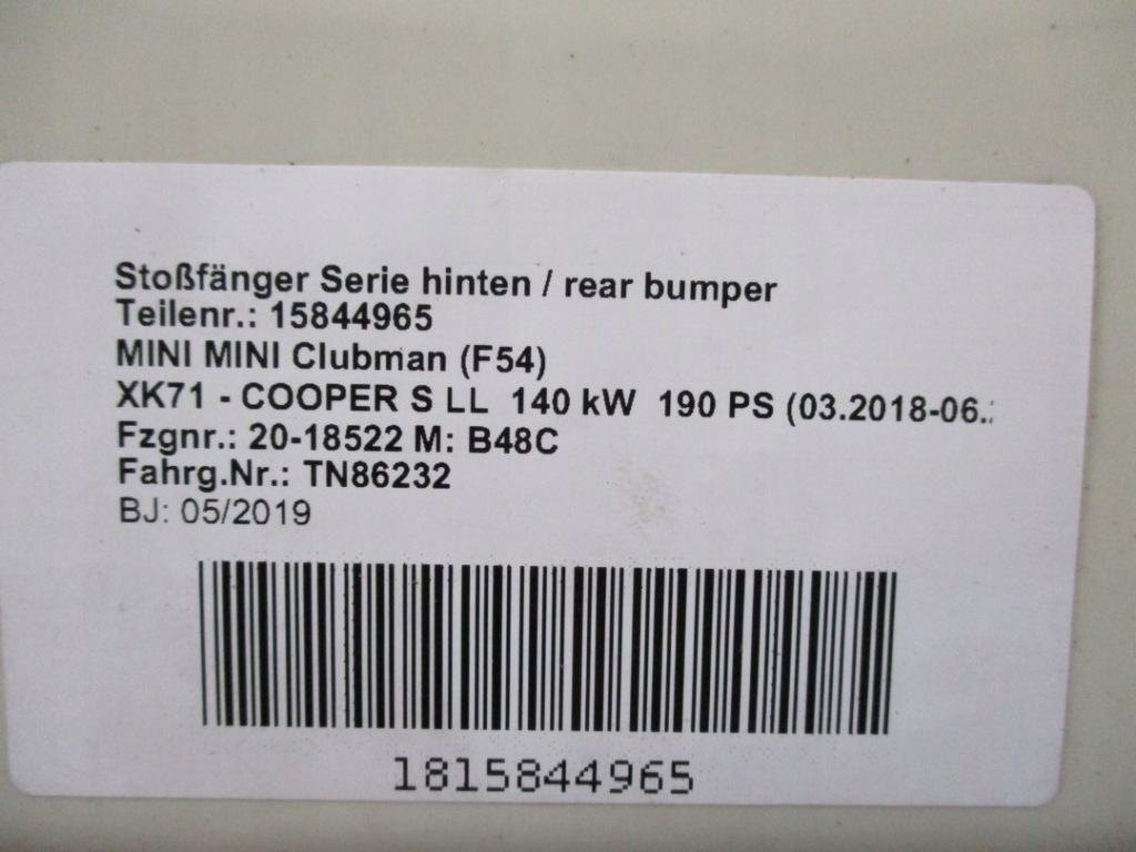 Бампер mini f54 4x pdc s задній задній Недорого