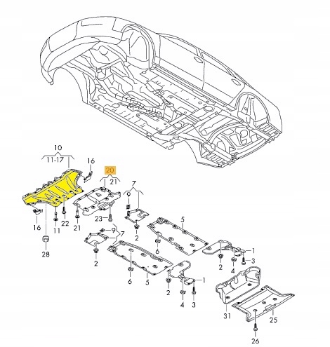 Плита под двигатель audi a8 d4 2010 - 2017 материал Доставка