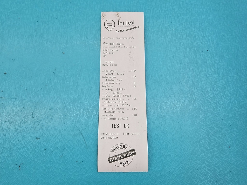 фото №7, Test генератор mazda 3 i bk a3tg1391a 2.0 16v