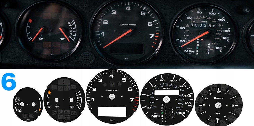 фото №12, Porsche 911 964 гальмівні диски спідометра прилади mph na kmh