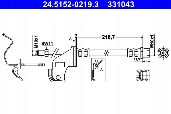 24.5152-0219/ate шланг ham. elast. opel t. Ціна