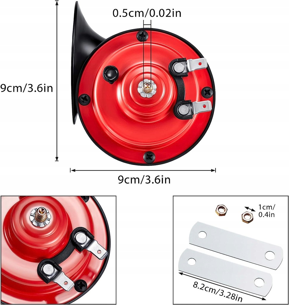 фото №13, 2x клаксон ślimaka 300db, dwukolorowy клаксон автомобільний, 12v, водонепроникний