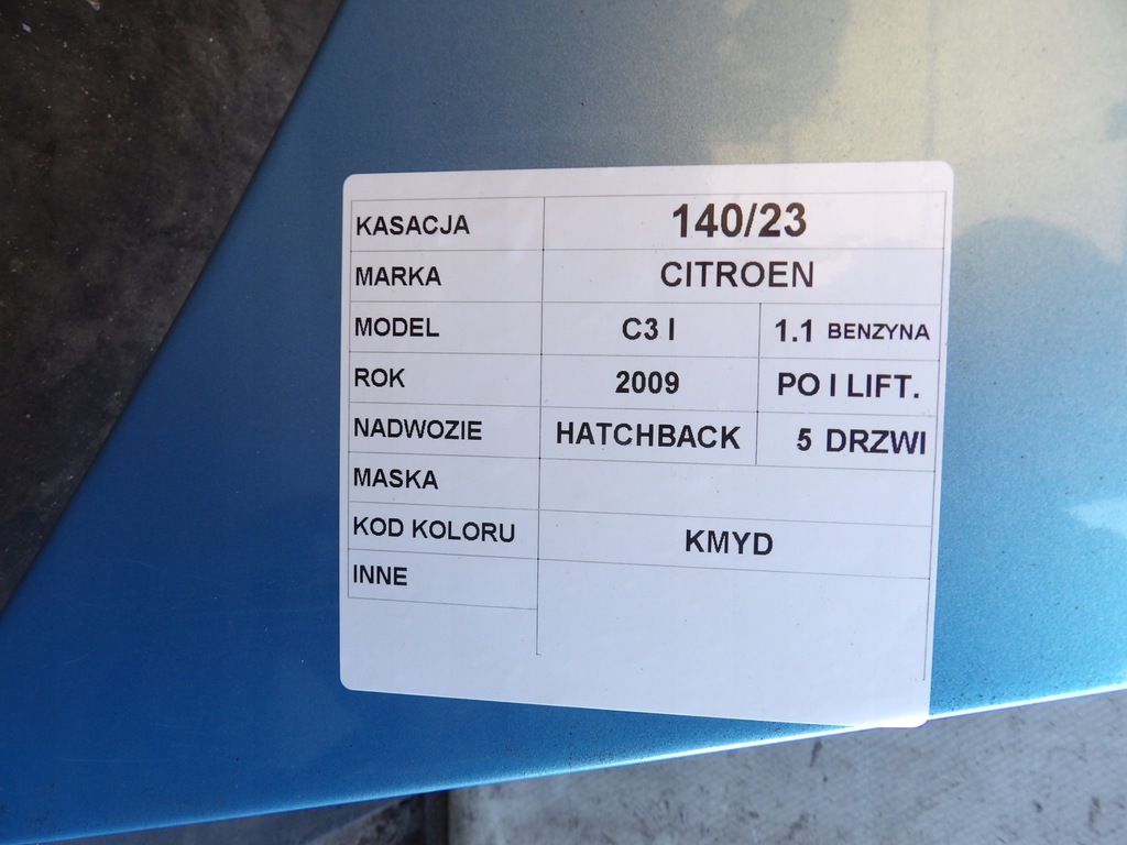 фото №6, Капот citroen c3 i цвет kmyd