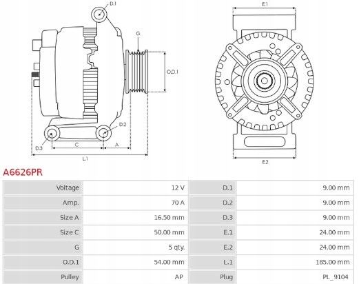 Генератор alfa romeo fiat lancia a6626pr as-pl в Украине