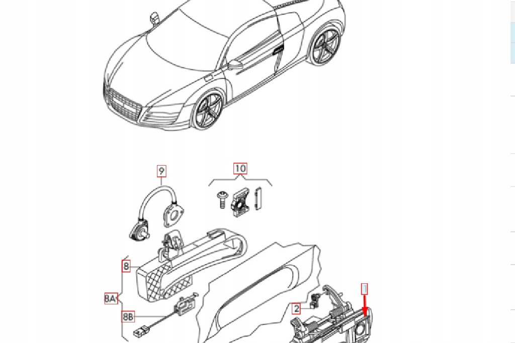 фото №9, Audi r8 42 ручка зовнішня двері передніх лівих 420837207a 2015