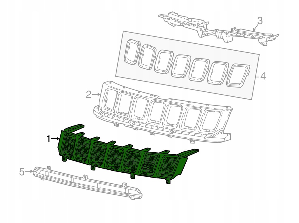 фото №1, Решітка радіатора jeep compass 17- 5up86rxfab