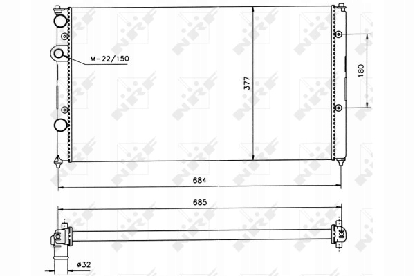 Радиатор воды vw polo 1.6/1.9td nrf 58093 радиатор, система охлаждение Цена