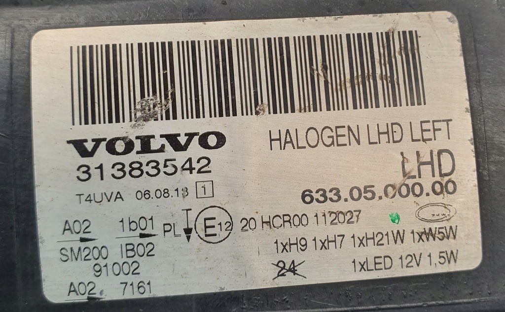 фото №7, Лампа левый перед передняя volvo v70 iii lift 31383542 europa