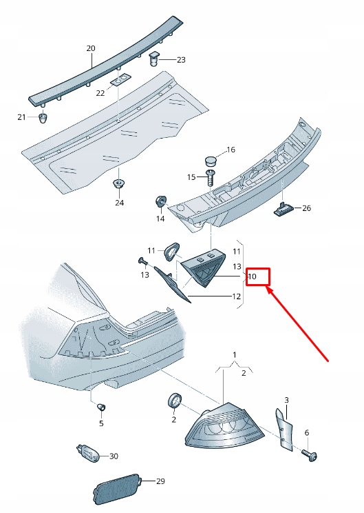 фото №1, Audi rs7 sportback 4g rear правый сторона задняя дверь задний фонарь 4g8945094k