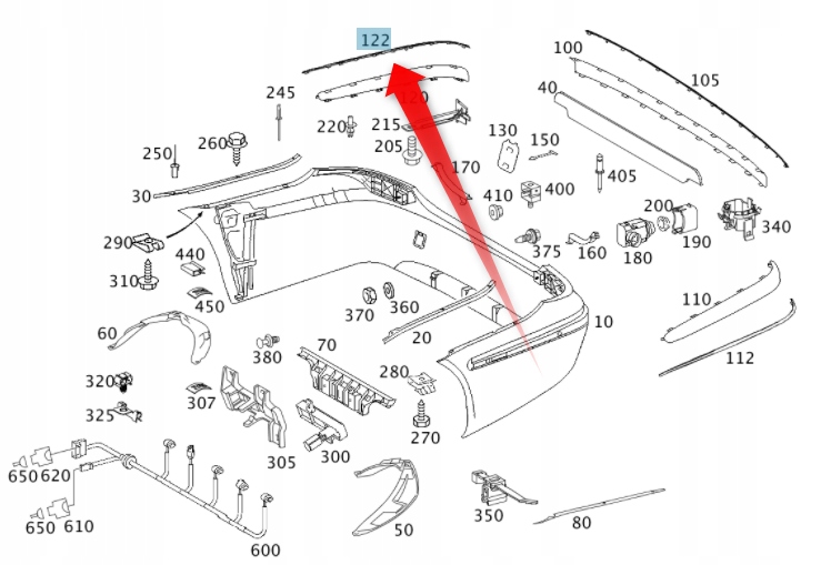 фото №1, Молдинг хром бампера заднього mercedes e w211 правий