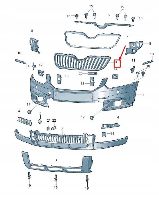 фото №2, Skoda yeti 5l радіатор решітка 5l0853668a9b9