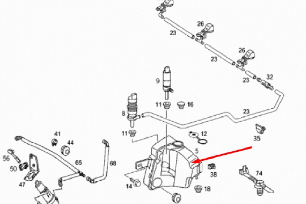 Mb m-class w163 бак розпилювача скло передньої a1638690820 3.7 Зі Шроту