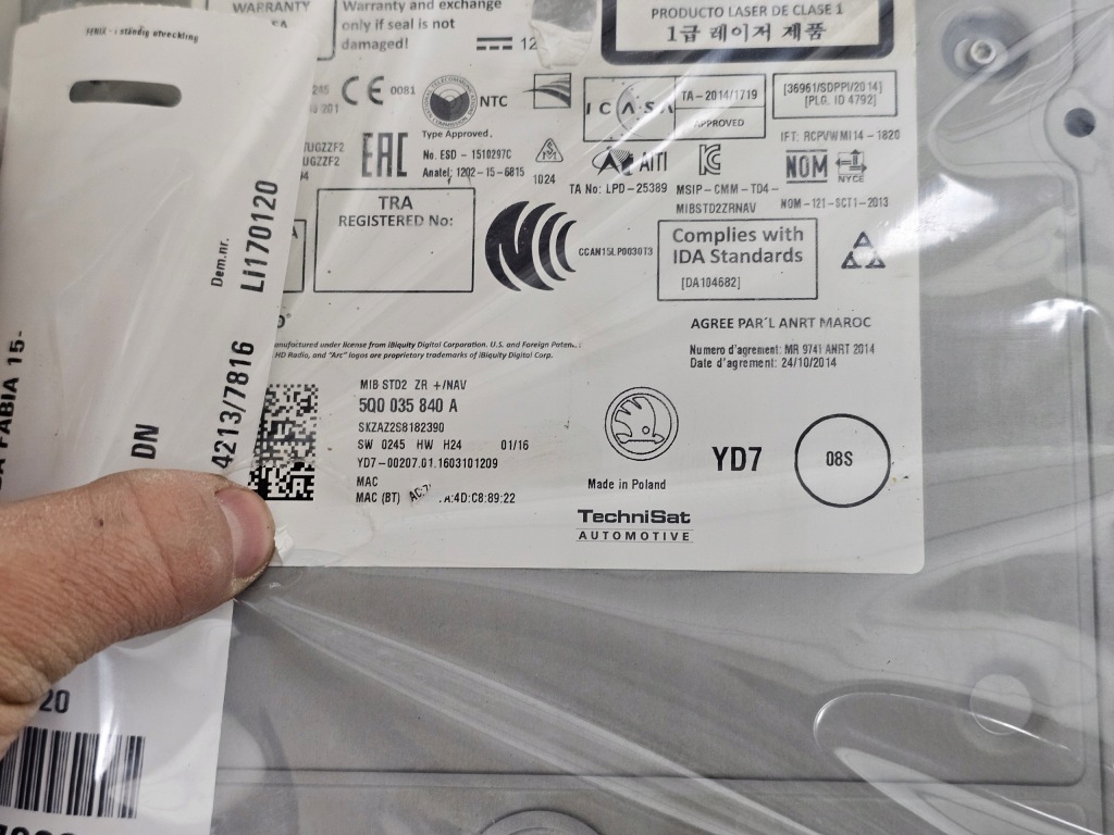 фото №4, Радио считыватель sd мультимедиа mmi skoda octavia fabia rapid 5q0035840a