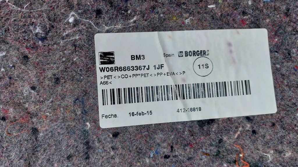 фото №8, Seat ibiza 6j 5d коврик шумоизоляция обшивка пол 6r6863919f 6r6863367j