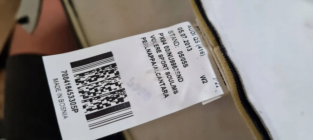 фото №11, Sq5 8r q5 lift обшивка сиденье кожа perlnappa alcantara правая сиденье