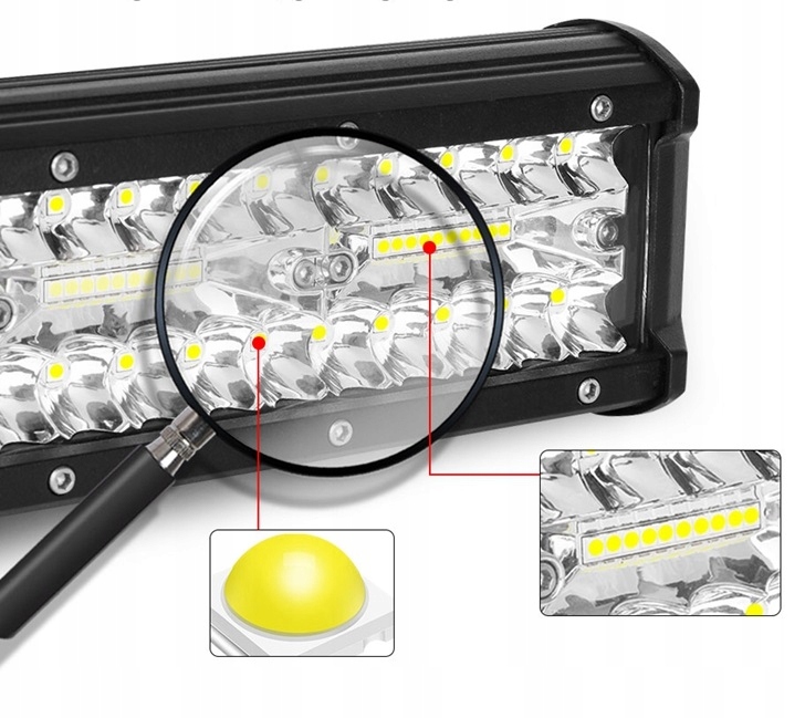 фото №7, Лампа робоча протитуманна фара dalekosiężna прожектор 12v 24v 100x led cree 300w 37cm