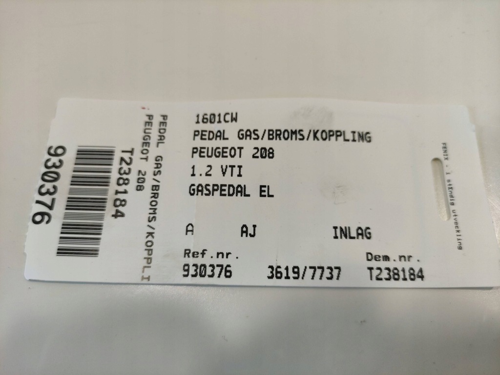 фото №7, Peugeot 208 педаль газу потенціометр 1601cw