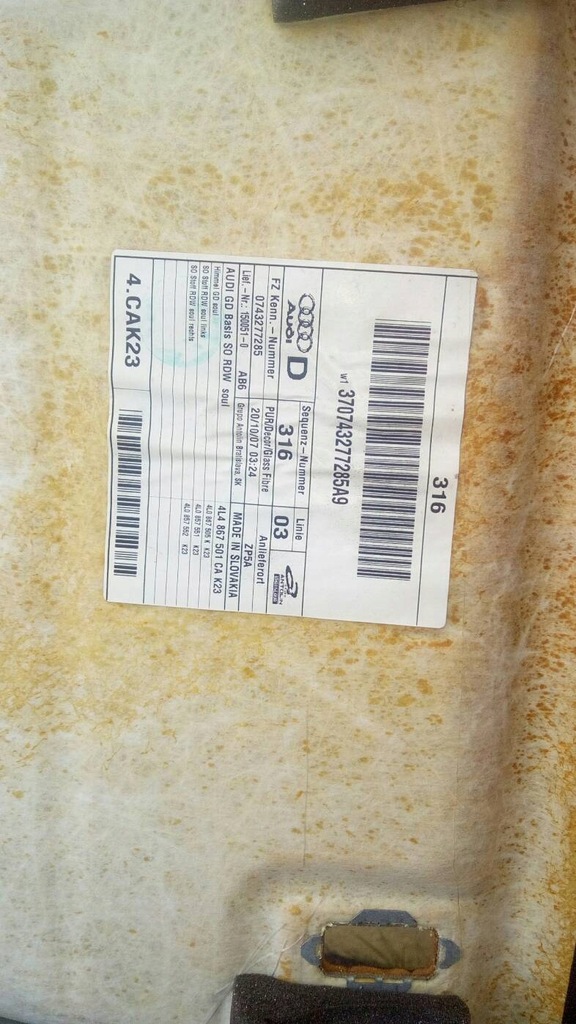 фото №8, Потолок audi q7 4l s-line czarna 4l0867505k