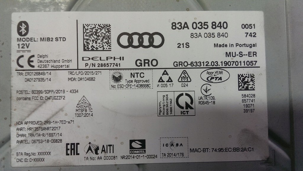 фото №8, Считыватель мультимедиа mmi navi audi a1 q3 e-tron gt 83a035840