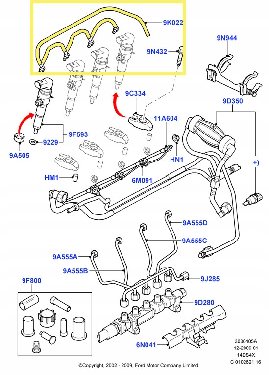 Шланг труба патрубок паливний ford fiesta vi 1.4 tdci 7v2q9k022aa 1552402 Ціна