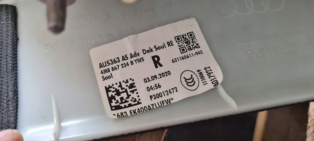 фото №11, Sq8 q8 захист стійка скло права sline czarna стельовий 4m8867234b