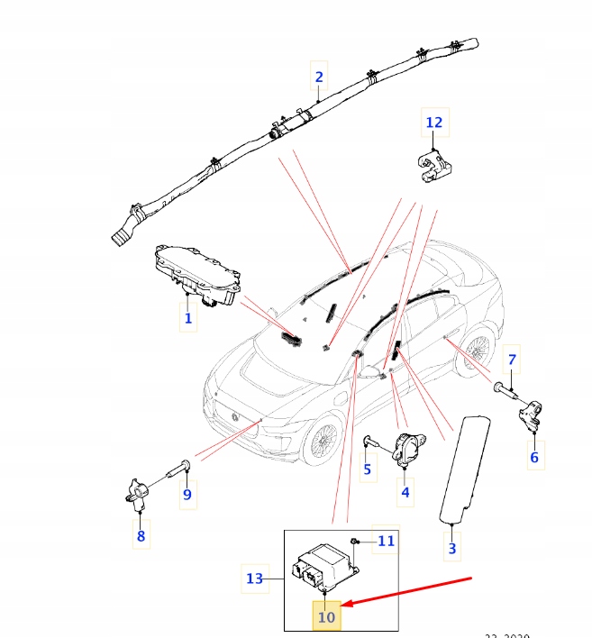 фото №1, Jaguar i-pace x590 удерживающее устройство управление module t4a45269 original