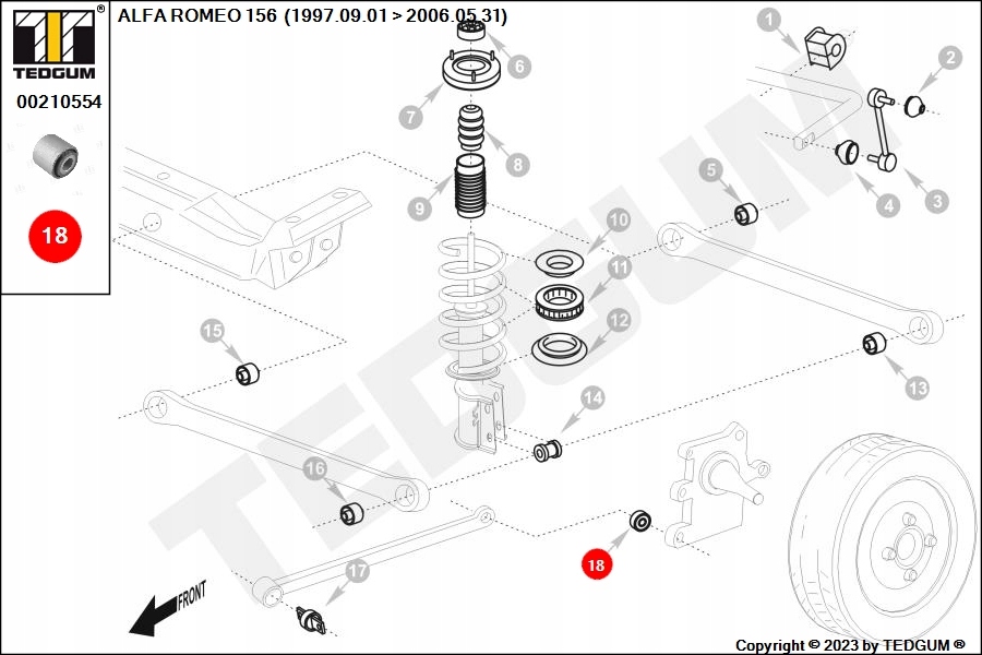 фото №13, Tedgum 00210554 втулка важеля задня alfa fiat lanci