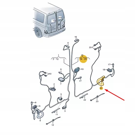 фото №1, Vw transporter vi t6 rear правый wing door проводка grommet 7h0971840d