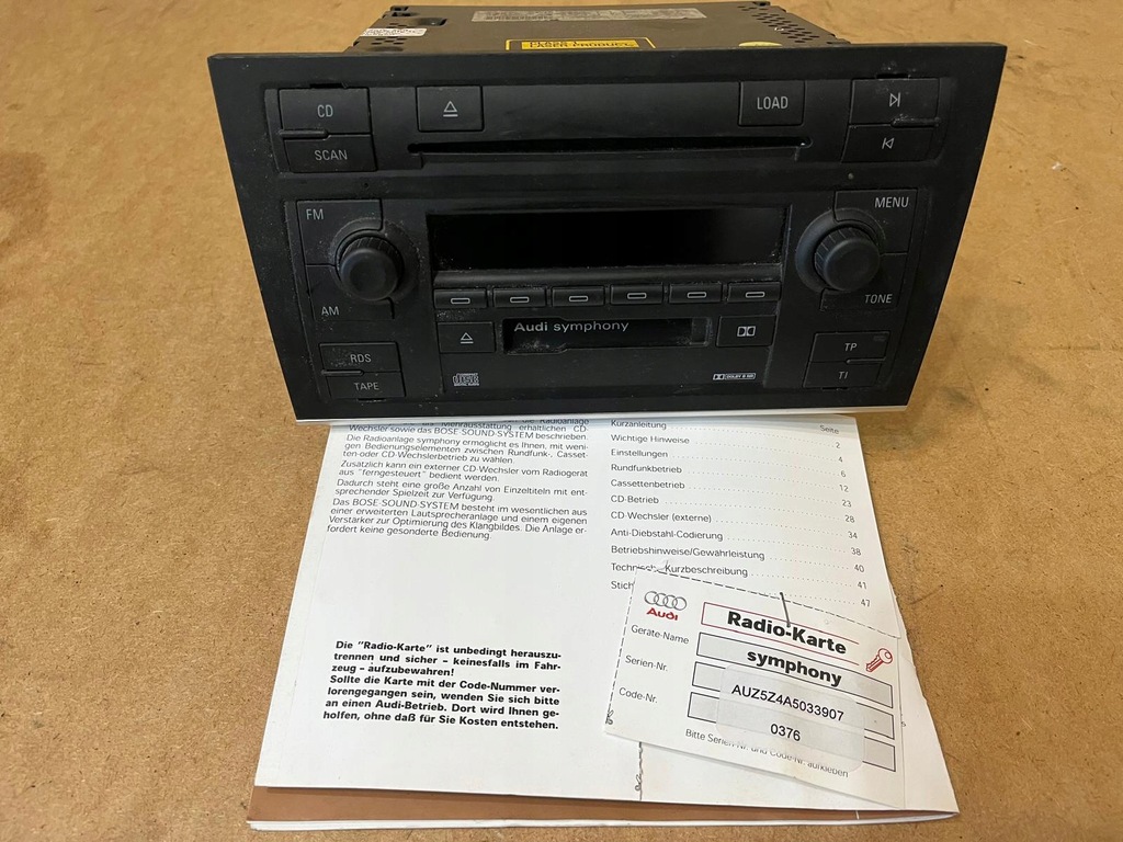 фото №2, Audi a4 b7 радио радиопроигрыватель symphony 8e0035195