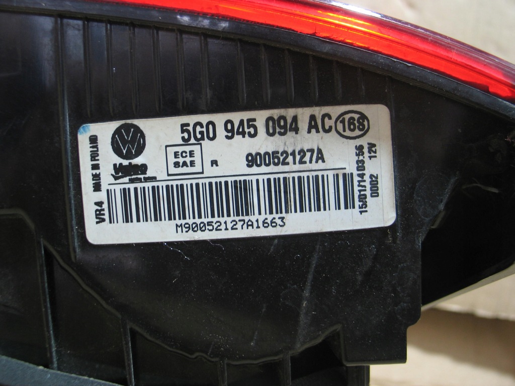 фото №10, Лампа задняя задняя w крышка vw golf 7 vii 5g0945094ac