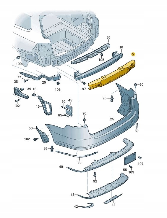 фото №1, Абсорбер пена бампера vw passat b7 alltrack задняя
