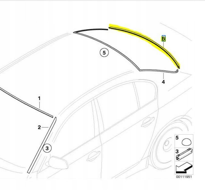 фото №14, Bmw 5 e60 оригинальная прокладка стекло задняя нижняя