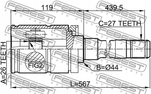Шарнир полуось 1911-e53rh febest bmw x5 e53 Доставка