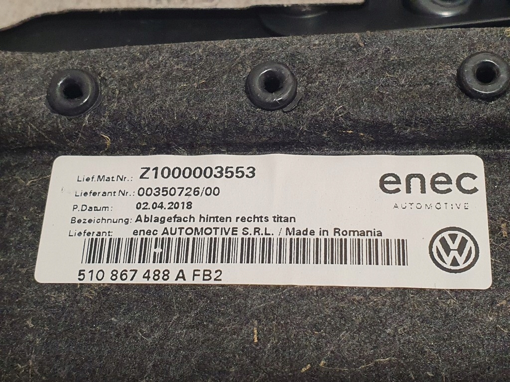 фото №12, Vw golf vii sportsvan 2018r обшивка обивка дверь правый задняя 510867212l