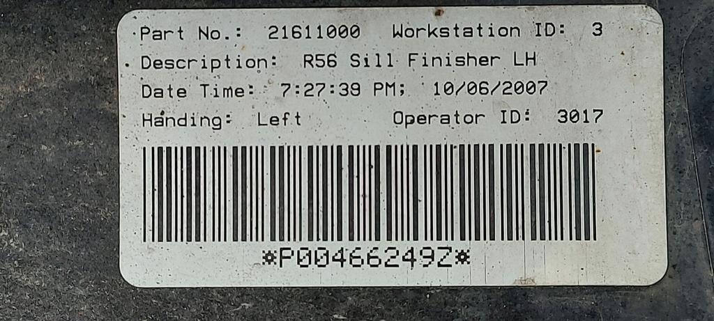 фото №11, Mini cooper r56 порог левый молдинг порог левая