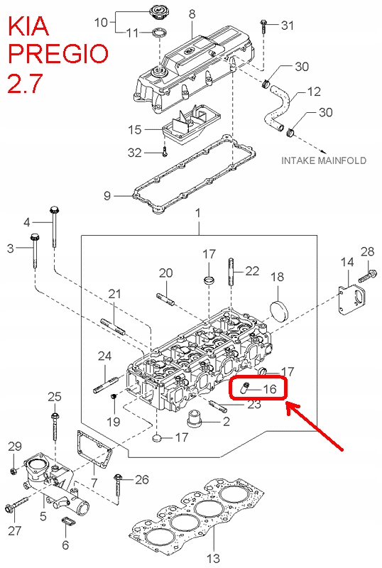 фото №6, Напрямна клапана kia k2700 pregio 1995-2002
