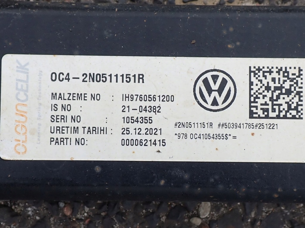 фото №8, Рессора ось подвеска 1 щетка vw crafter ii man tge 2n0511151r 2021r 2.0d