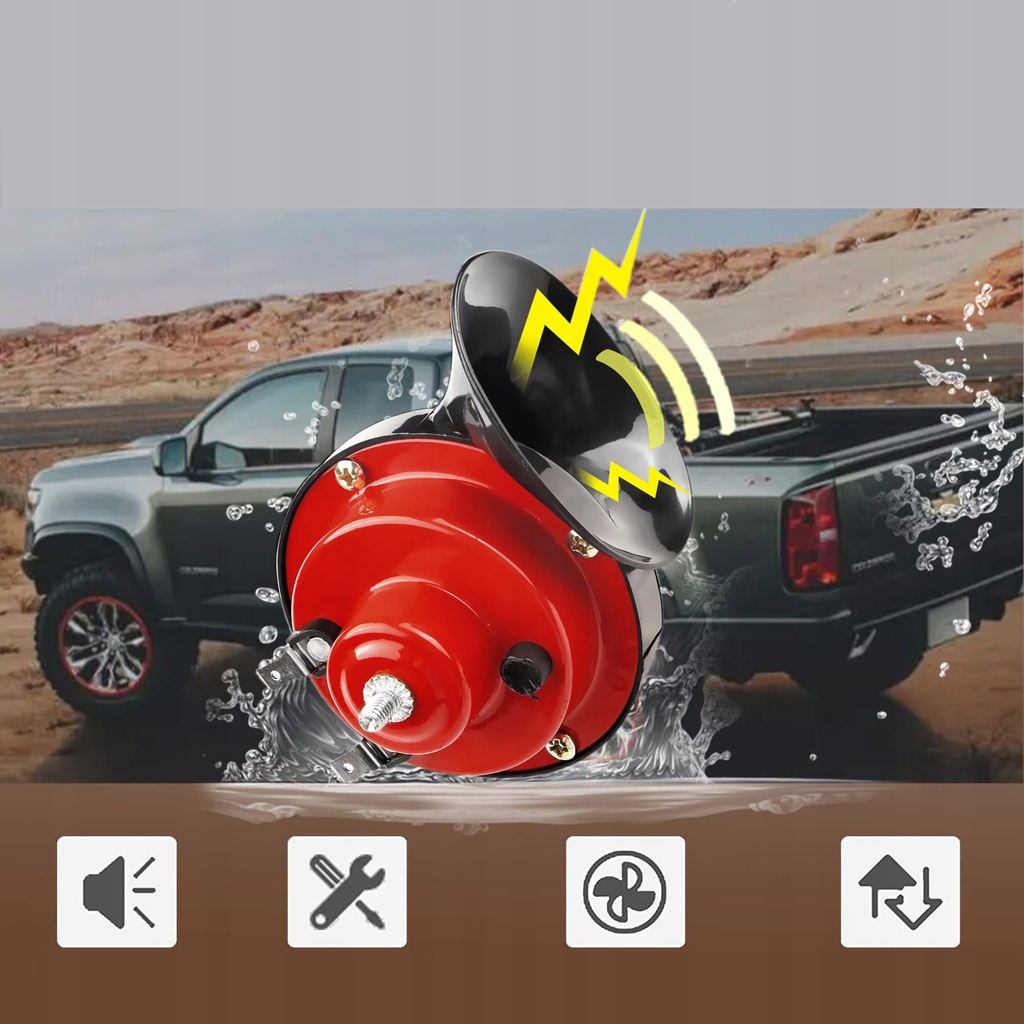 фото №11, 1 пара металл dwutonowy громкий универсальный автомобиль червяк громкий клаксон