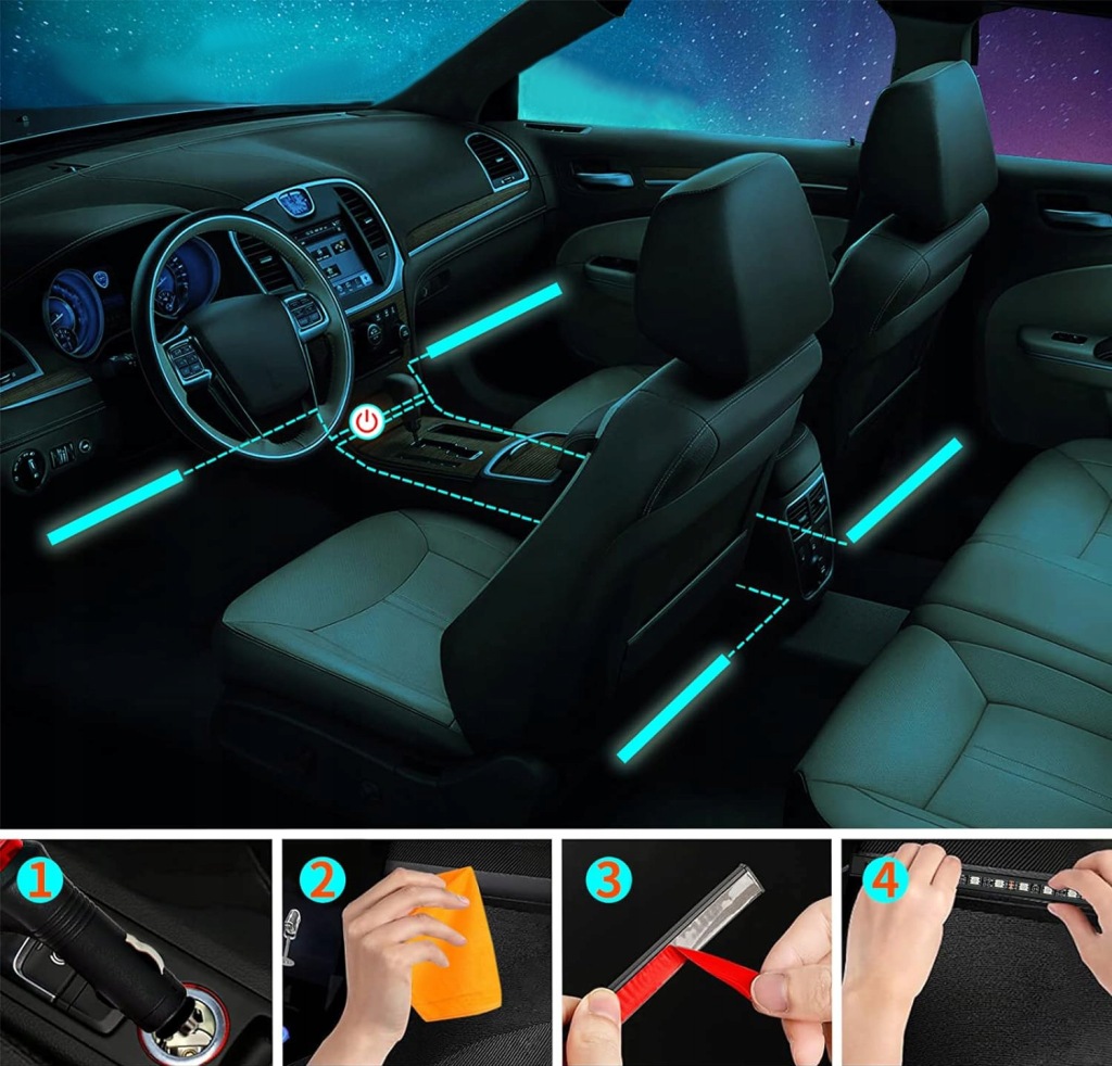 фото №10, Стрічка led do автомобіля pro світлодіоди rgb освітлення салону автомобіля app pilot