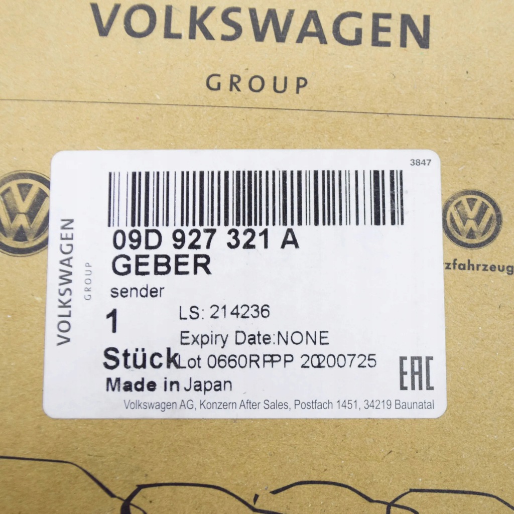 фото №6, Датчик скорости коробки передач audi q7 4l 09d927321a оригинальный