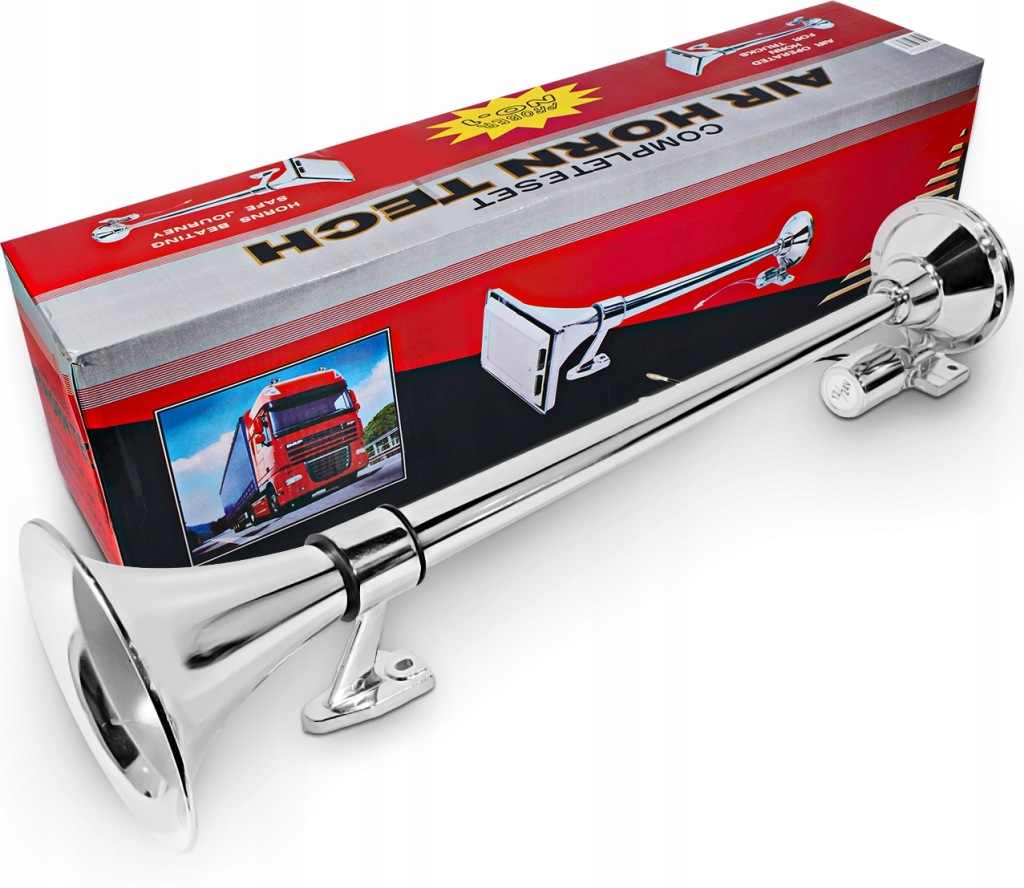 фото №1, Клаксон сигнал хром tir сигнал 12v/24v громкий