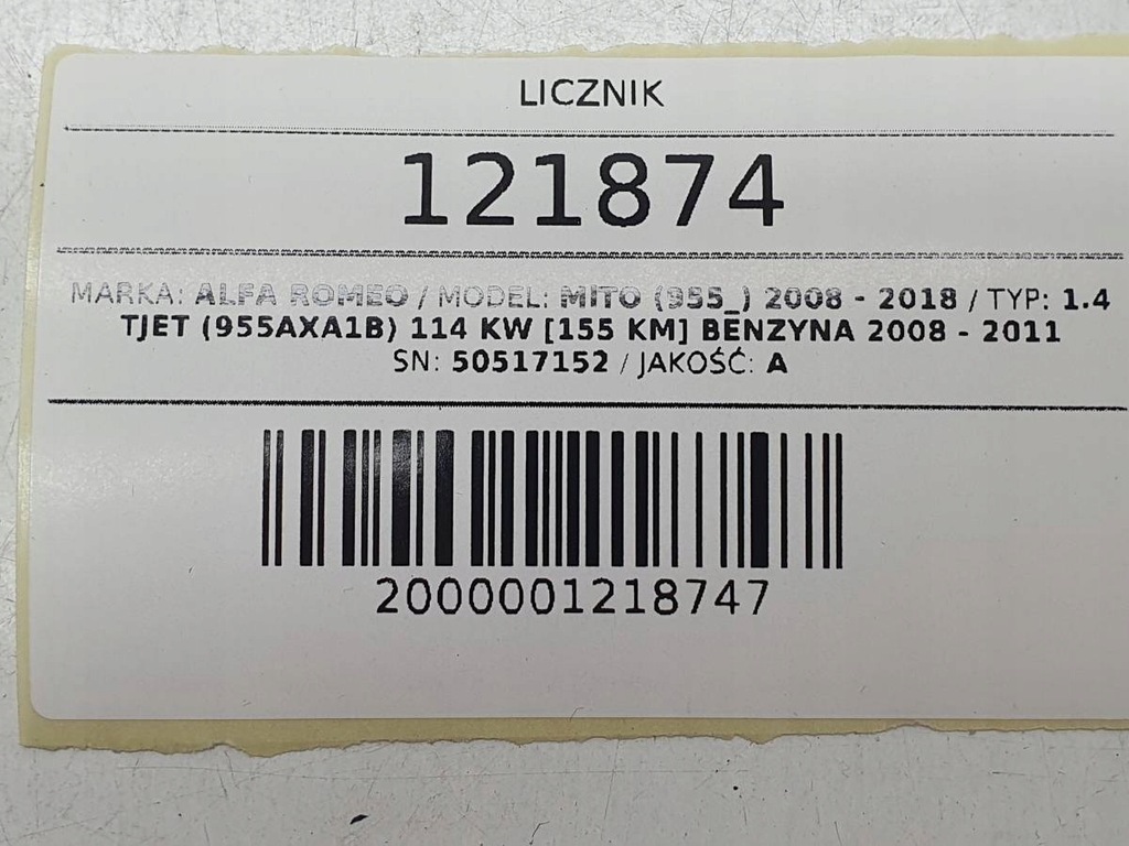 фото №10, Счетчик приборы alfa romeo mito 1.4 b eu 50517152