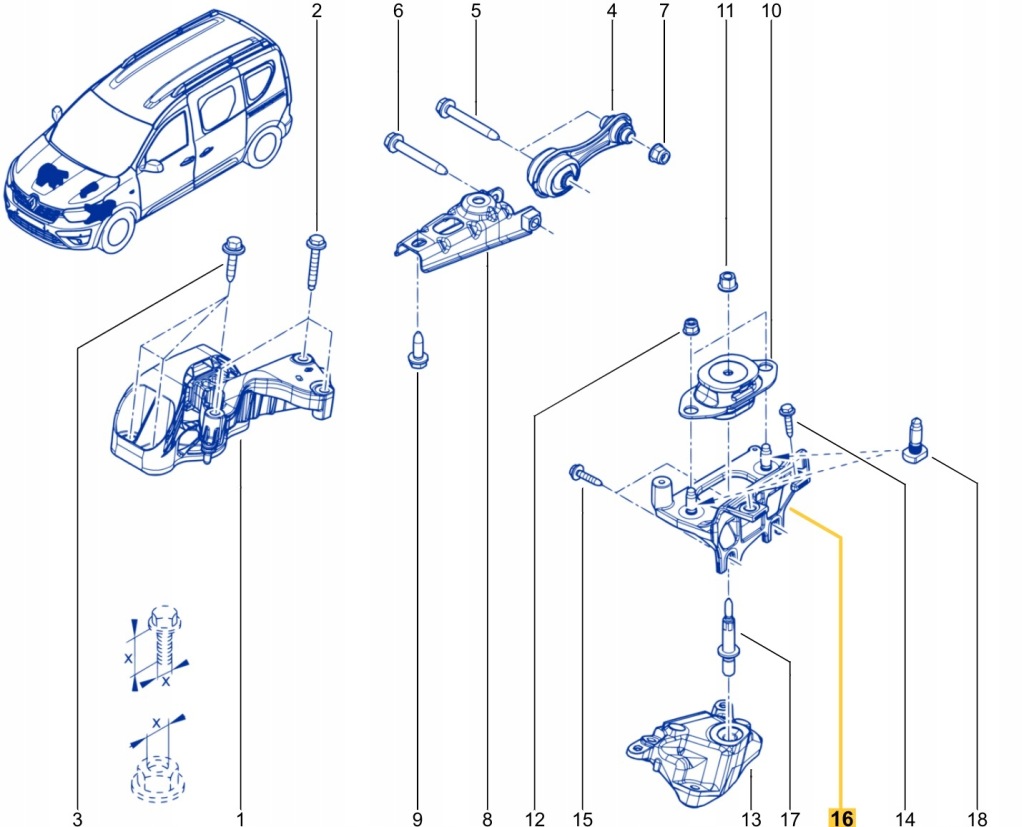 Кронштейн подушка коробки renault express van 1.3 tce Недорого