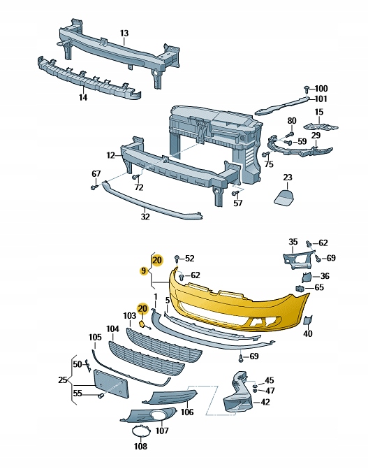 фото №2, Бампер vw golf vi r20 usa перед aso
